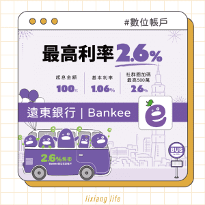 Bankee 數位帳戶-活存利率最高2.6%