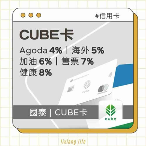 國泰CUBE卡Q2最新權益 Agoda、海外、台塑
