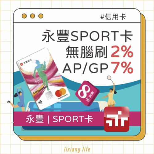 永豐 SPORT卡 Applepay/Googlepay7%